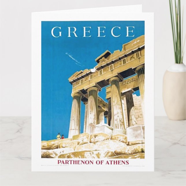 Vintage Travel Athens Greece Parthenon Temple Card (Front)