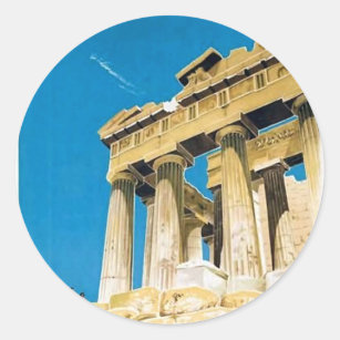 Vintage Travel Athens Greece Parthenon Temple Classic Round Sticker