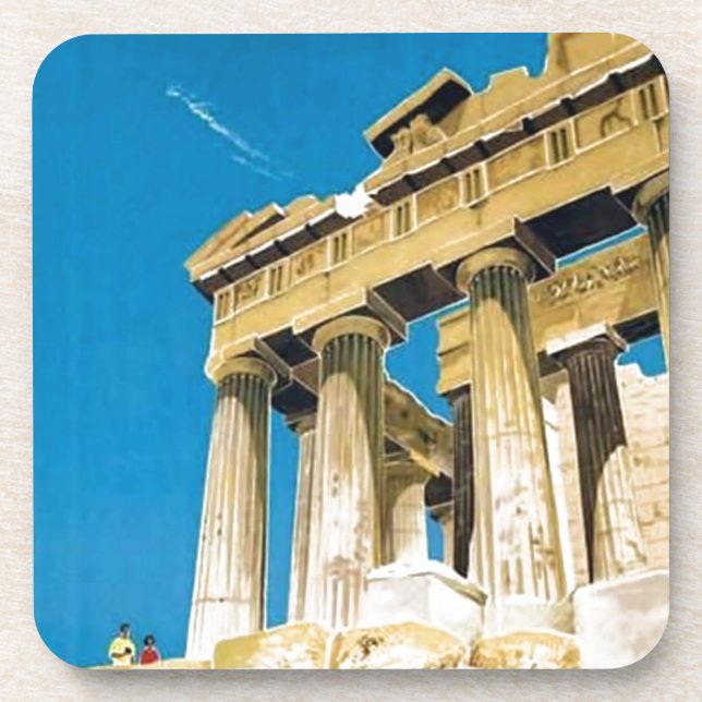 Vintage Travel Athens Greece Parthenon Temple Coaster (Front)