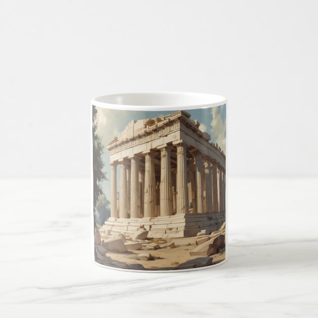 Vintage Travel Athens Greece Parthenon Temple Coffee Mug (Center)