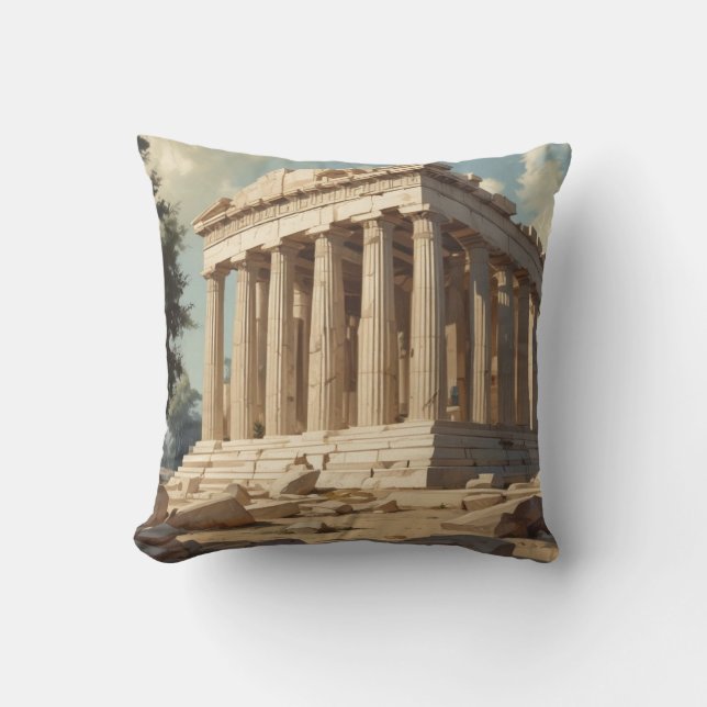 Vintage Travel Athens Greece Parthenon Temple Cushion (Front)