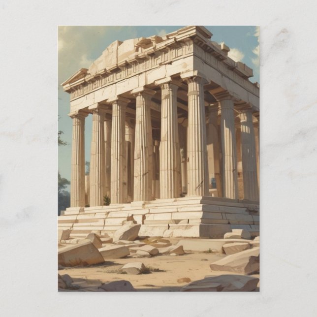 Vintage Travel Athens Greece Parthenon Temple Holiday Postcard (Front)