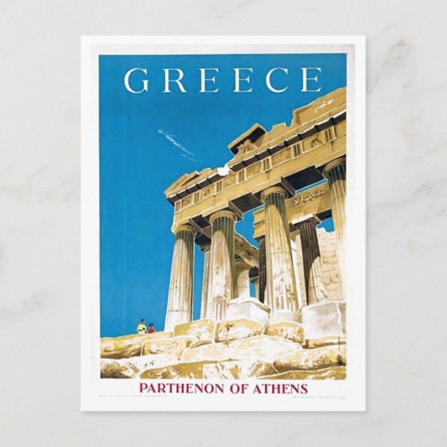 Vintage Travel Athens Greece Parthenon Temple Holiday Postcard (Front)