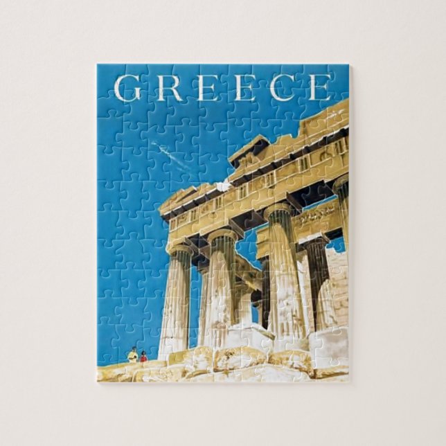 Vintage Travel Athens Greece Parthenon Temple Jigsaw Puzzle (Vertical)