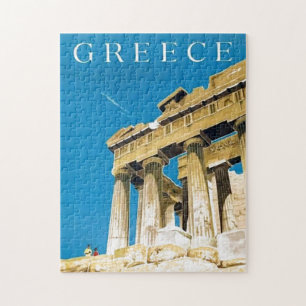 Vintage Travel Athens Greece Parthenon Temple Jigsaw Puzzle