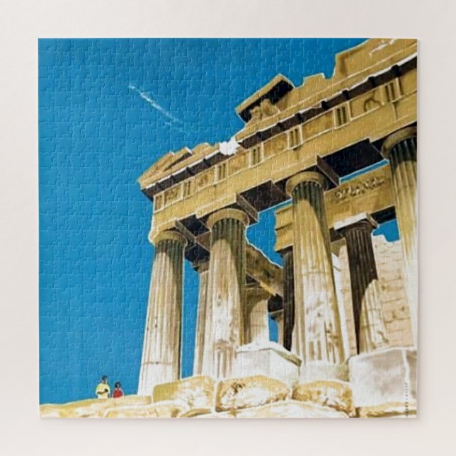 Vintage Travel Athens Greece Parthenon Temple Jigsaw Puzzle (Vertical)
