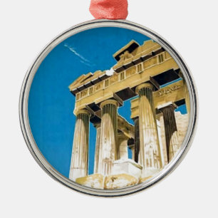 Vintage Travel Athens Greece Parthenon Temple Metal Tree Decoration