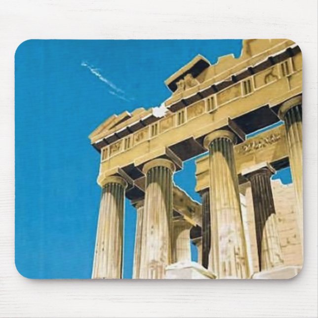 Vintage Travel Athens Greece Parthenon Temple Mouse Mat (Front)