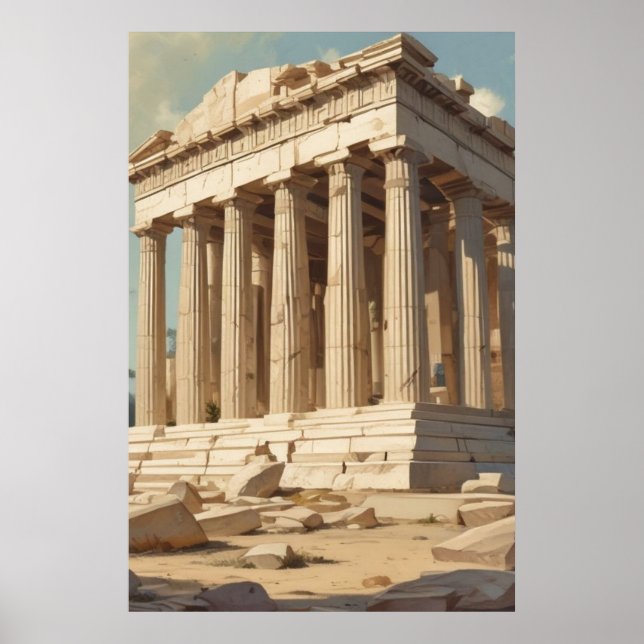 Vintage Travel Athens Greece Parthenon Temple Poster (Front)