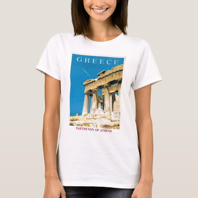 Vintage Travel Athens Greece Parthenon Temple T-Shirt (Front)