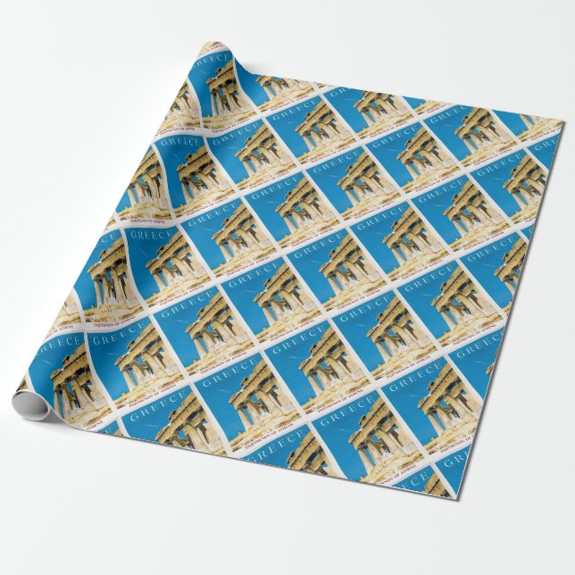 Vintage Travel Athens Greece Parthenon Temple Wrapping Paper (Unrolled)