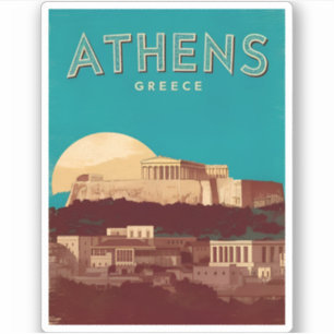 Vintage Travel Athens Greece Retro Scenic