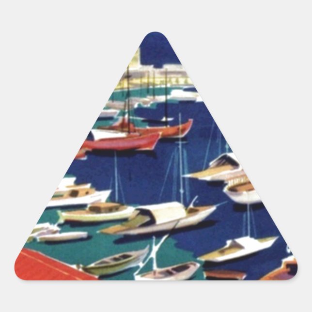 Vintage Travel Athens Greece Triangle Sticker (Front)