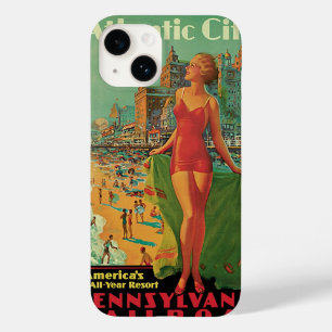Vintage Travel, Atlantic City Resort Beach Blonde Case-Mate iPhone 14 Case