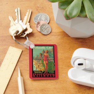 Vintage Travel, Atlantic City Resort Beach Blonde Key Ring