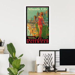 Vintage Travel, Atlantic City Resort Beach Blonde Poster