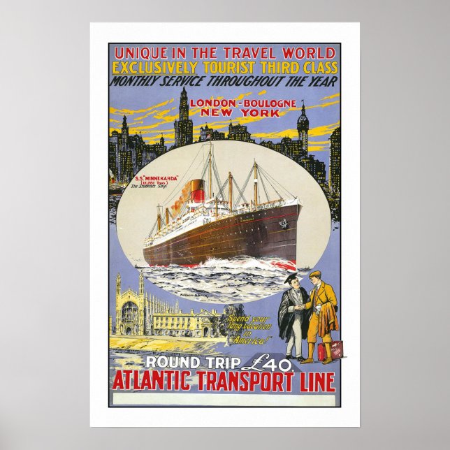 Vintage travel,Atlantic Transport Line Poster (Front)