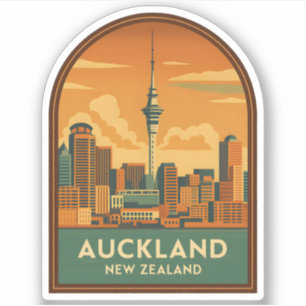 Vintage Travel Auckland New Zealand City Retro