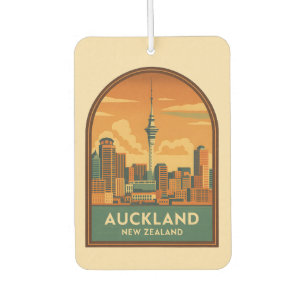 Vintage Travel Auckland New Zealand City Retro Car Air Freshener