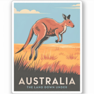Vintage Travel Australia Kangaroo Outback Nature