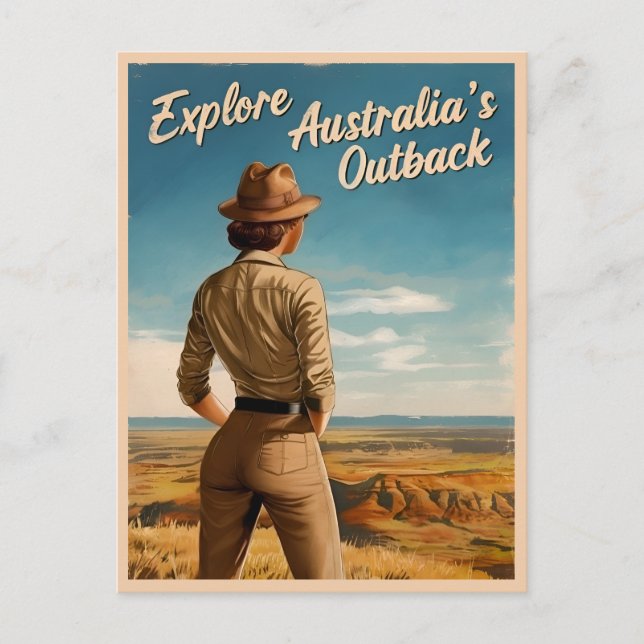Vintage Travel Australia Outback Retro Scenic Postcard (Front)