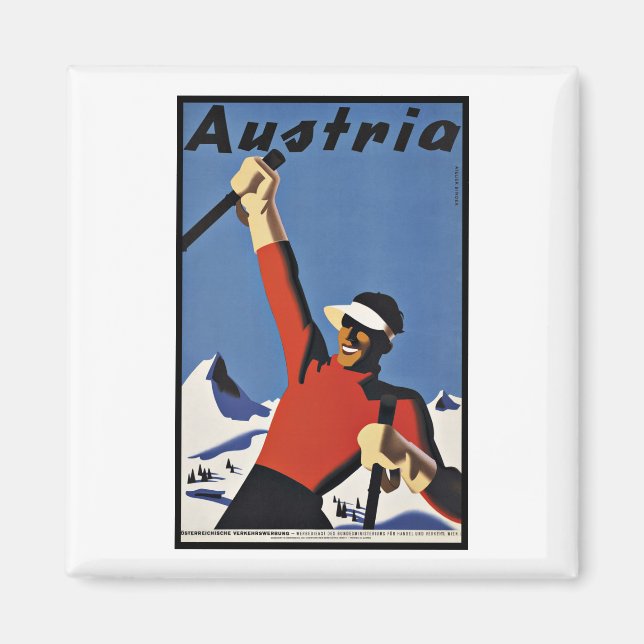 Vintage Travel Austria Ski Sports Magnet (Front)