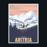 Vintage Travel Austria winter ski resort art Postcard<br><div class="desc">vintage,  retro,  travel,  modern,  watercolor,  classic,  Austria,  winter,  ski resort, </div>