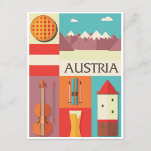 Vintage Travel Austria winter watercolor  Postcard