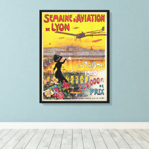 Vintage Travel, Aviation Aeroplanes, Lyon, France Canvas Print