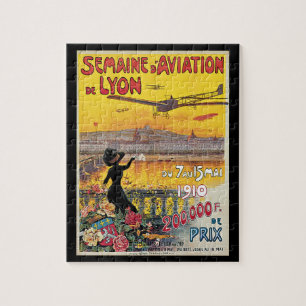 Vintage Travel, Aviation Aeroplanes, Lyon, France Jigsaw Puzzle