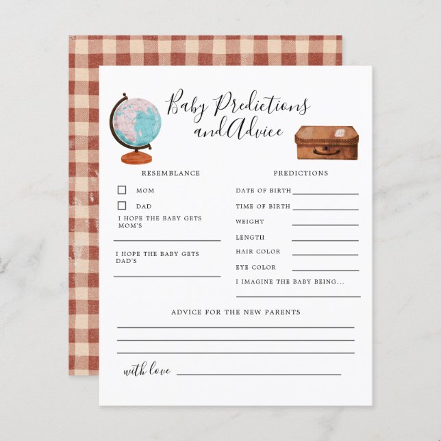 Vintage Travel Baby Predictions and Advice (Front/Back)