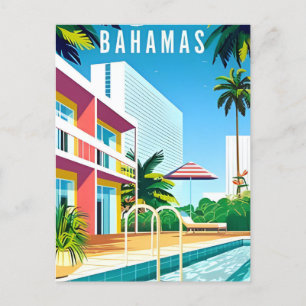Vintage travel Bahamas tropical island vacation Postcard