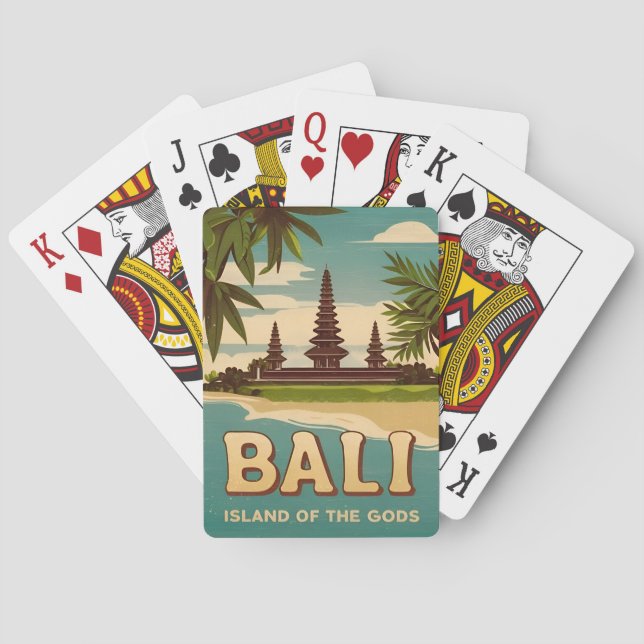 Vintage Travel Bali Indonesia Retro Graphic Playing Cards (Back)