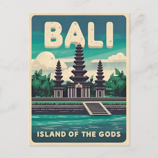 Vintage Travel Bali Indonesia Retro Graphic Postcard (Front)