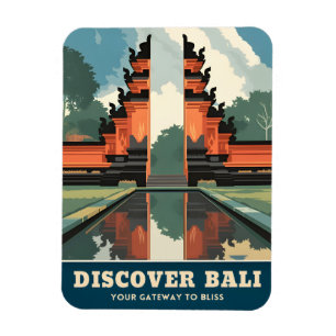 Vintage Travel Bali Indonesia Temple Gate Retro  Magnet