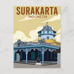 vintage travel Bandung Indonesia surakarta Postcard