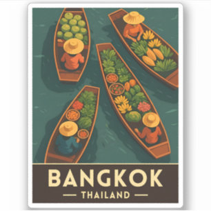 Vintage Travel Bangkok Thailand Floating Market