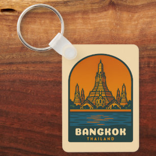 Vintage Travel Bangkok Thailand Retro Graphic Key Ring