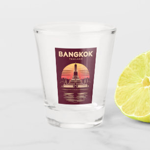 Vintage Travel Bangkok Thailand Retro Graphic Shot Glass