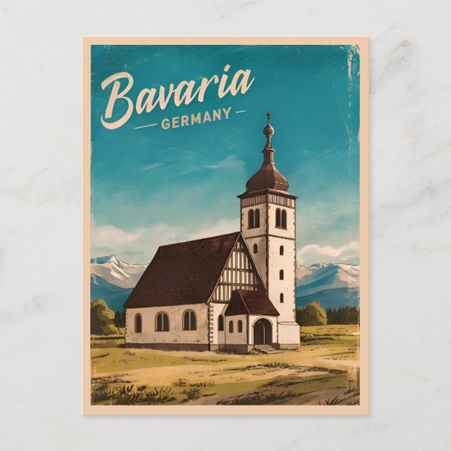 Vintage Travel Bavaria Germany Retro Scenic Postcard (Front)