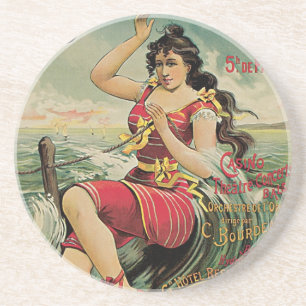 Vintage Travel, Beach Resort, Cabourg France Coaster