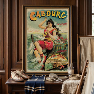 Vintage Travel, Beach Resort, Cabourg France Poster