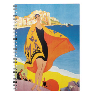 Vintage Travel, Beach Vacation at Calvi, Corsica Notebook