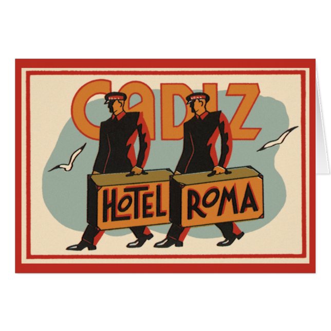 Vintage Travel Bellhops Hotel Roma, Cadiz, Spain (Front Horizontal)