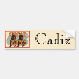 Vintage Travel Bellhops Hotel Roma, Cadiz, Spain Bumper Sticker