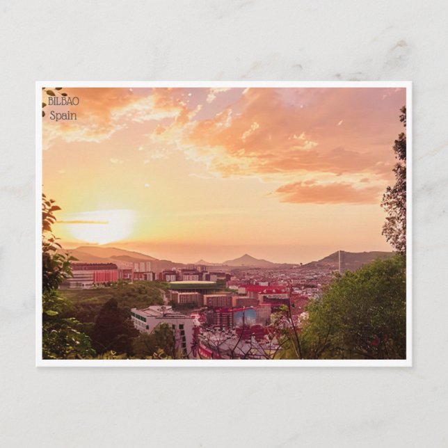 vintage travel Bilbao Spain Guggenheim city  Postcard (Front)