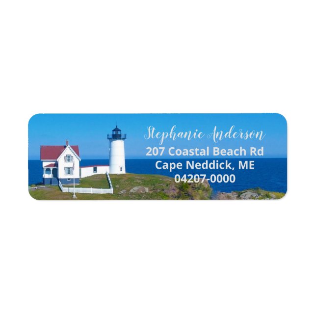 Vintage Travel Blue Ocean Coast Nubble Lighthouse (Front)