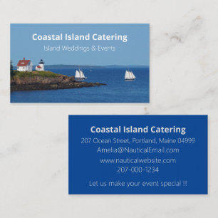 Vintage Travel Blue Ocean Lighthouse Maine Sail Business Card