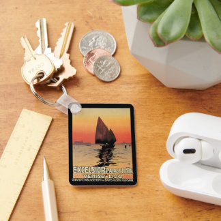 Vintage Travel, Boats at Excelsior Palace Venice Key Ring