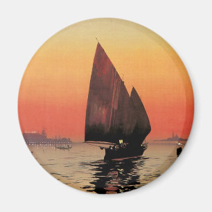 Vintage Travel, Boats at Excelsior Palace Venice Magnet